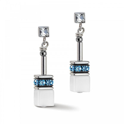 Coeur De Lion Aqua GeoCube Drop Earrings