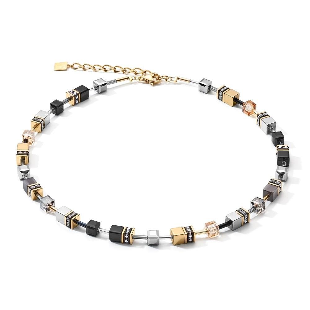 Coeur De Lion GeoCUBE Grey-Gold Necklace