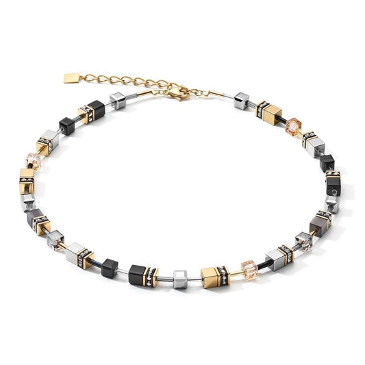 Coeur De Lion GeoCUBE Grey-Gold Necklace