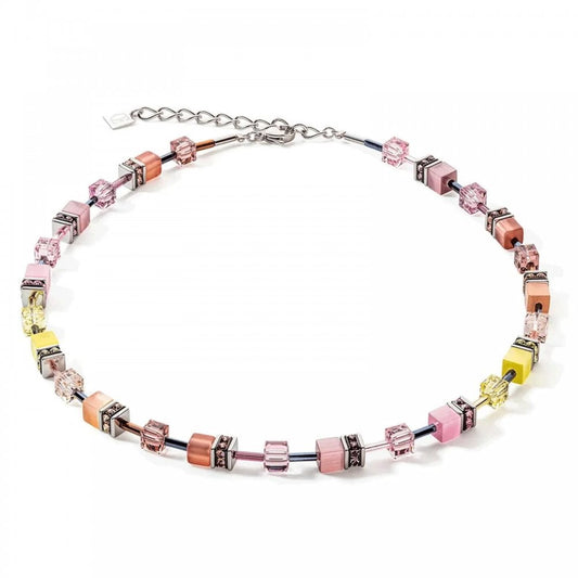 Coeur De Lion GeoCube Lilac Yellow Necklace