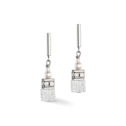 Coeur de Lion GeoCUBE White Pearl Earrings