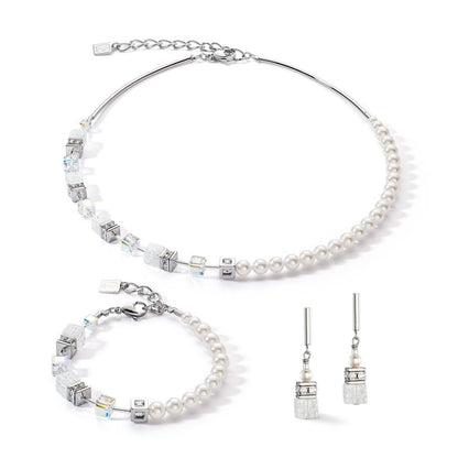 Coeur de Lion GeoCUBE White Pearl Earrings