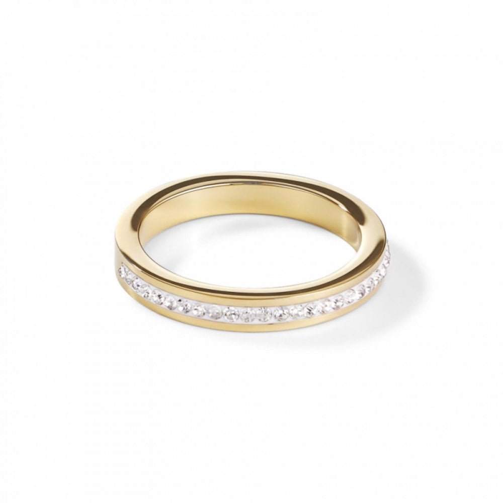 Coeur De Lion Gold Ring with clear pave set crystals.