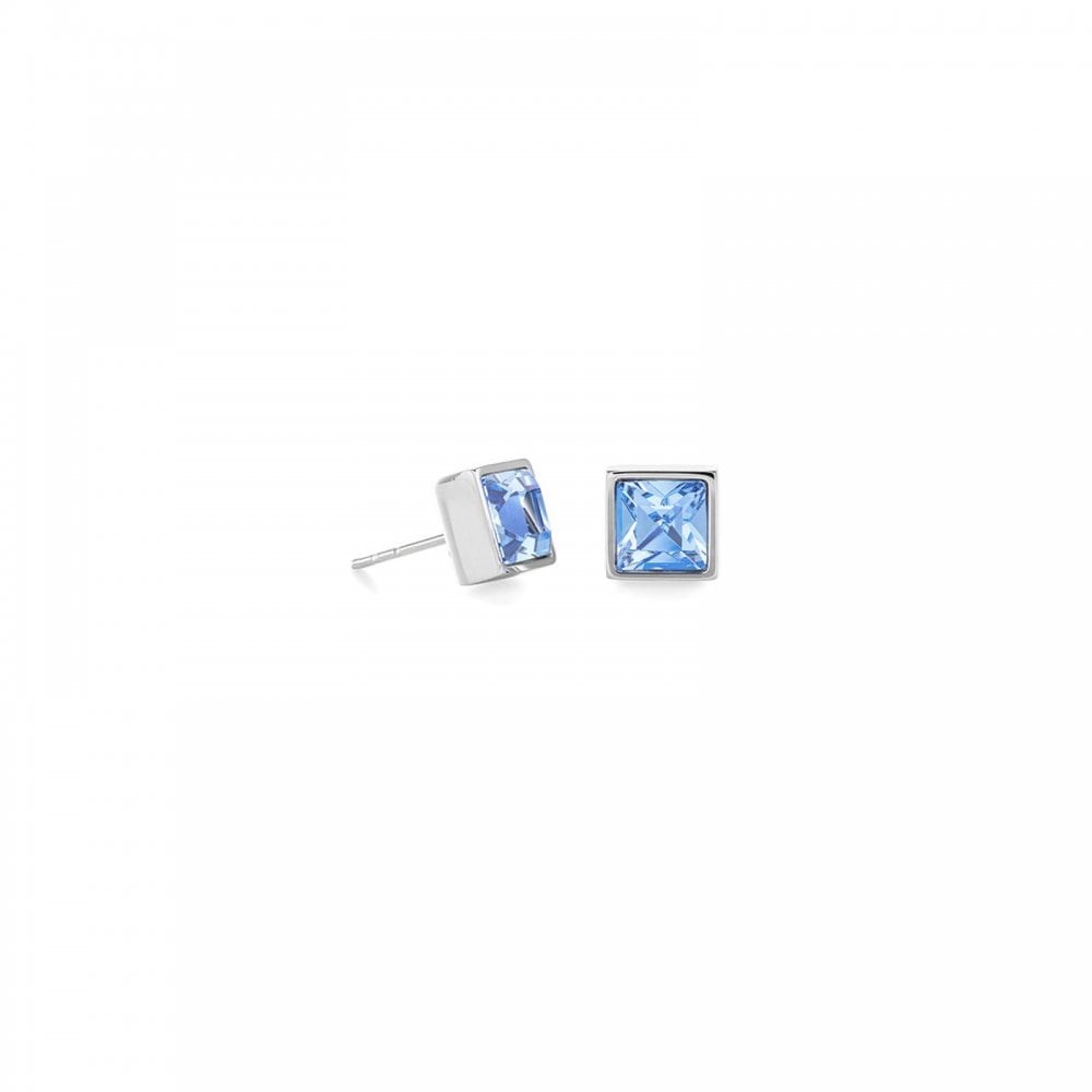 Coeur De Lion Light Blue-Silver Stud Earrings