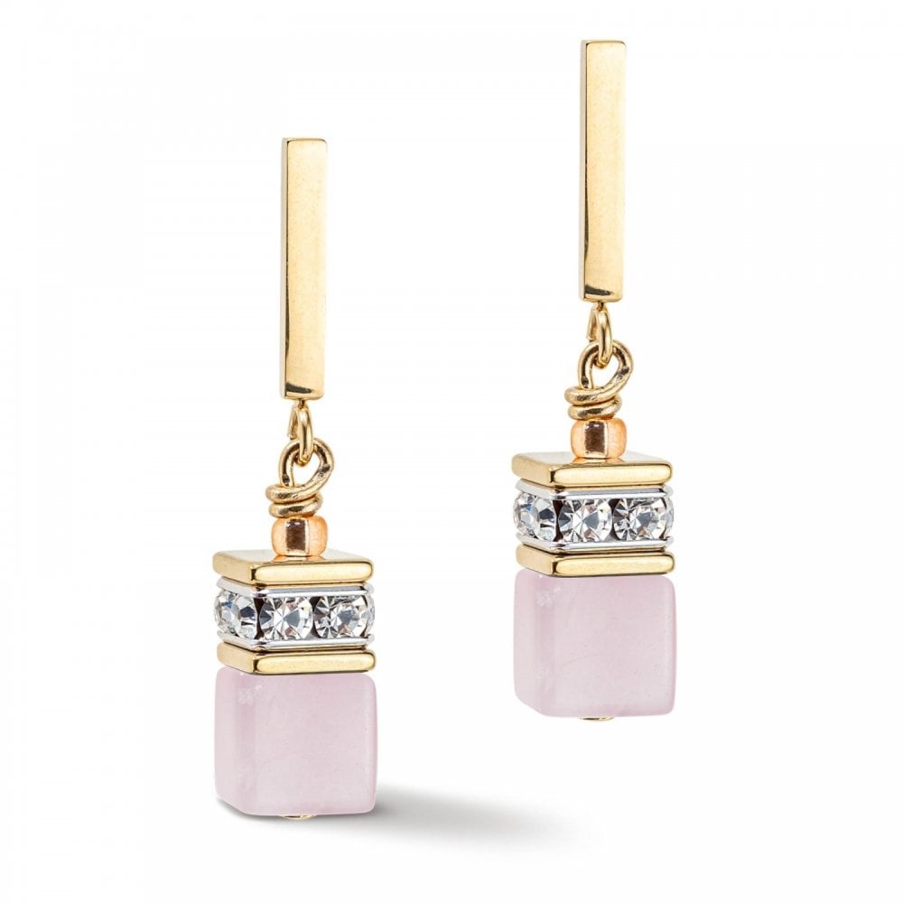 Coeur De Lion Light Rose GeoCube Drop Earrings