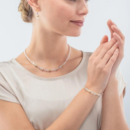 Coeur de Lion Mini Cubes White Gold Necklace