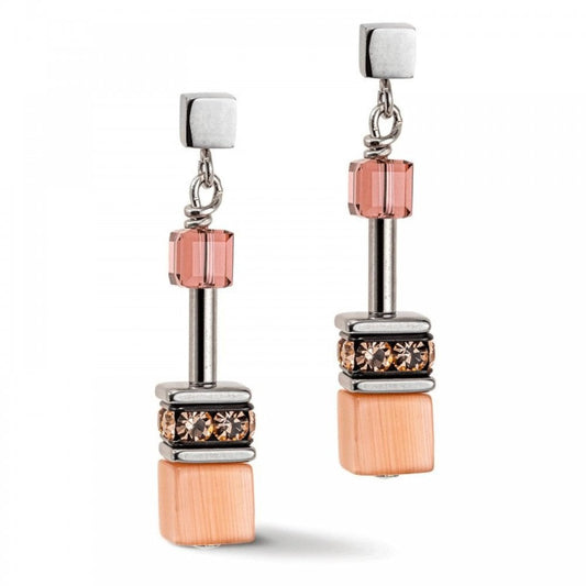 Coeur de Lion Peach Cube Drop Earrings