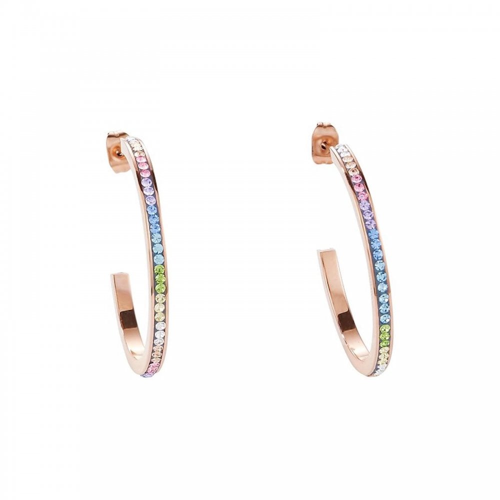 Coeur De Lion Rainbow Pastel Rose Hoop Earrings