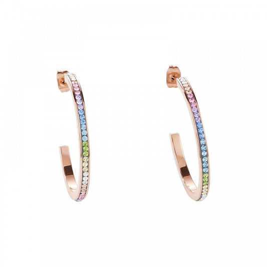 Coeur De Lion Rainbow Pastel Rose Hoop Earrings