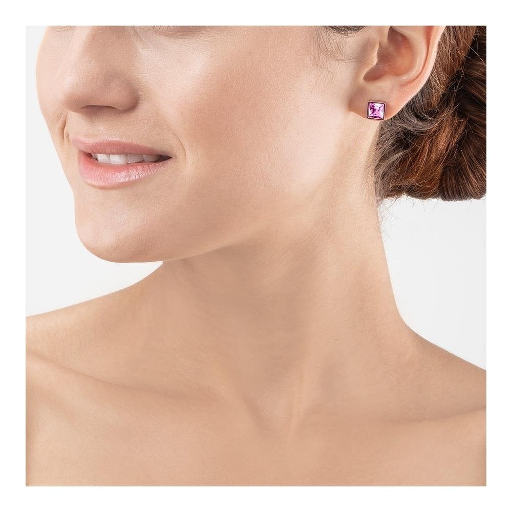 Coeur De Lion Rose-Silver Stud Earrings