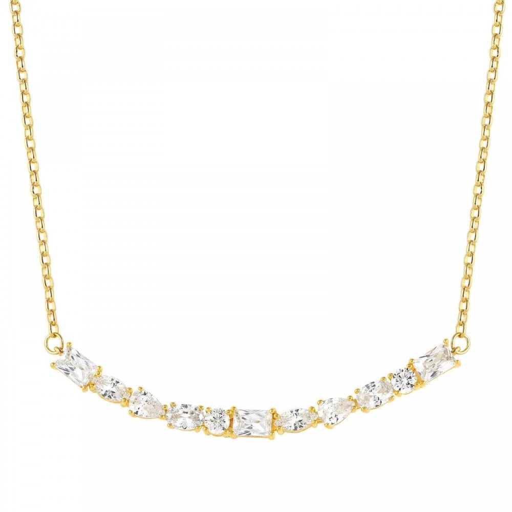 Colour Wave Gold Plated Silver CZ Necklace