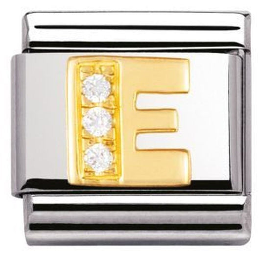 Composable 18ct Gold Letter E CZ Charm