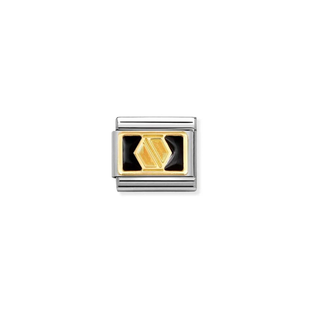Composable 18ct Gold Plate Black Enamel Nut Charm