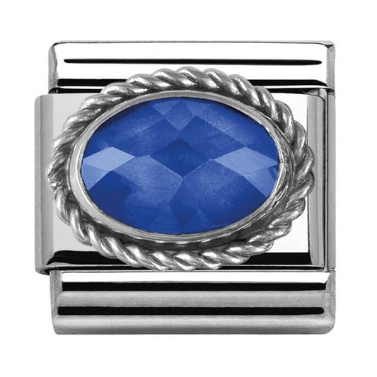 Composable Blue Faceted Oval CZ Charm
