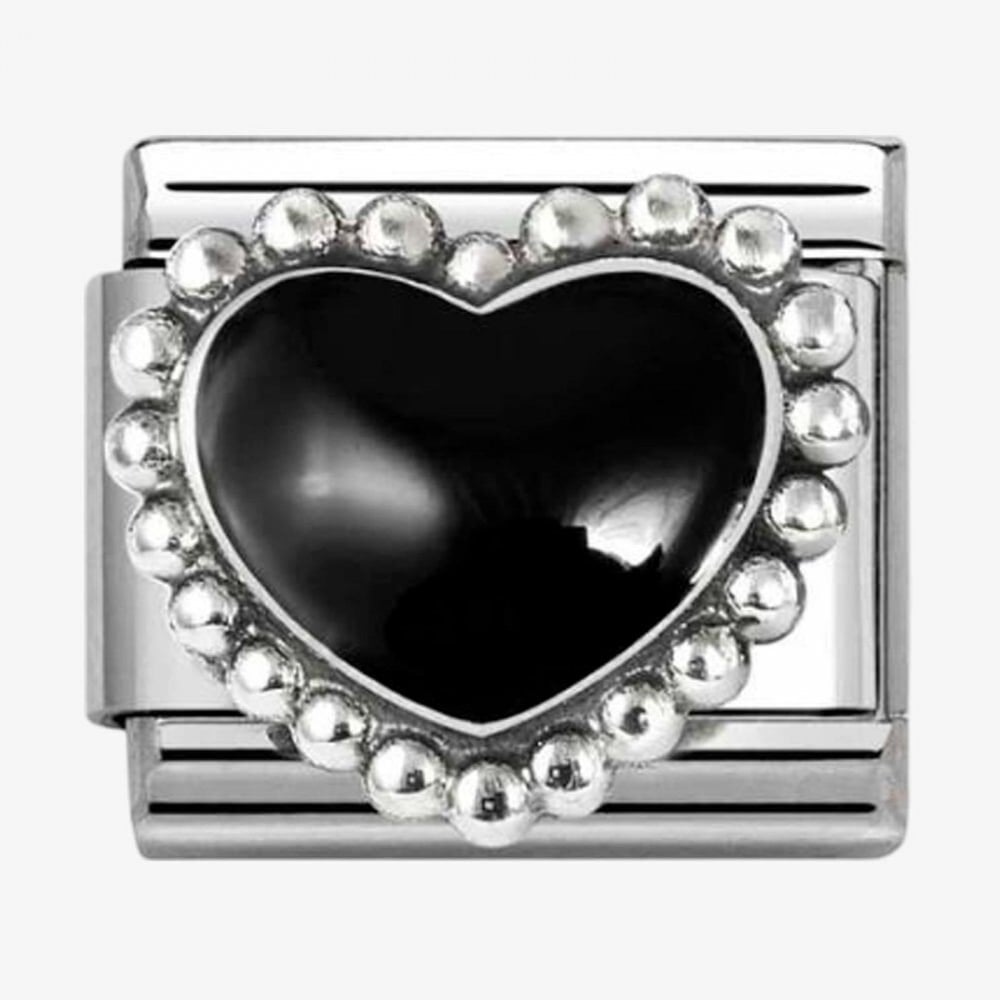 Composable Classic Black Enamel Dot Heart Charm