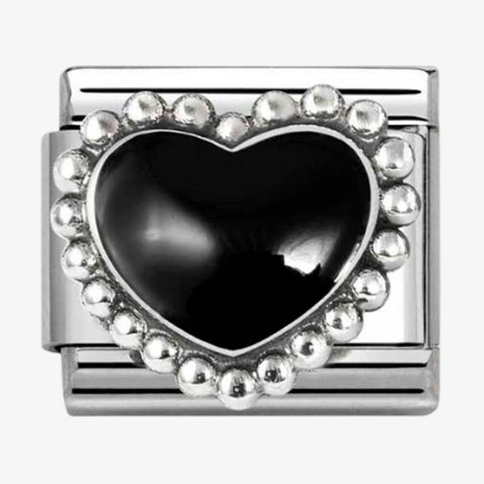 Composable Classic Black Enamel Dot Heart Charm