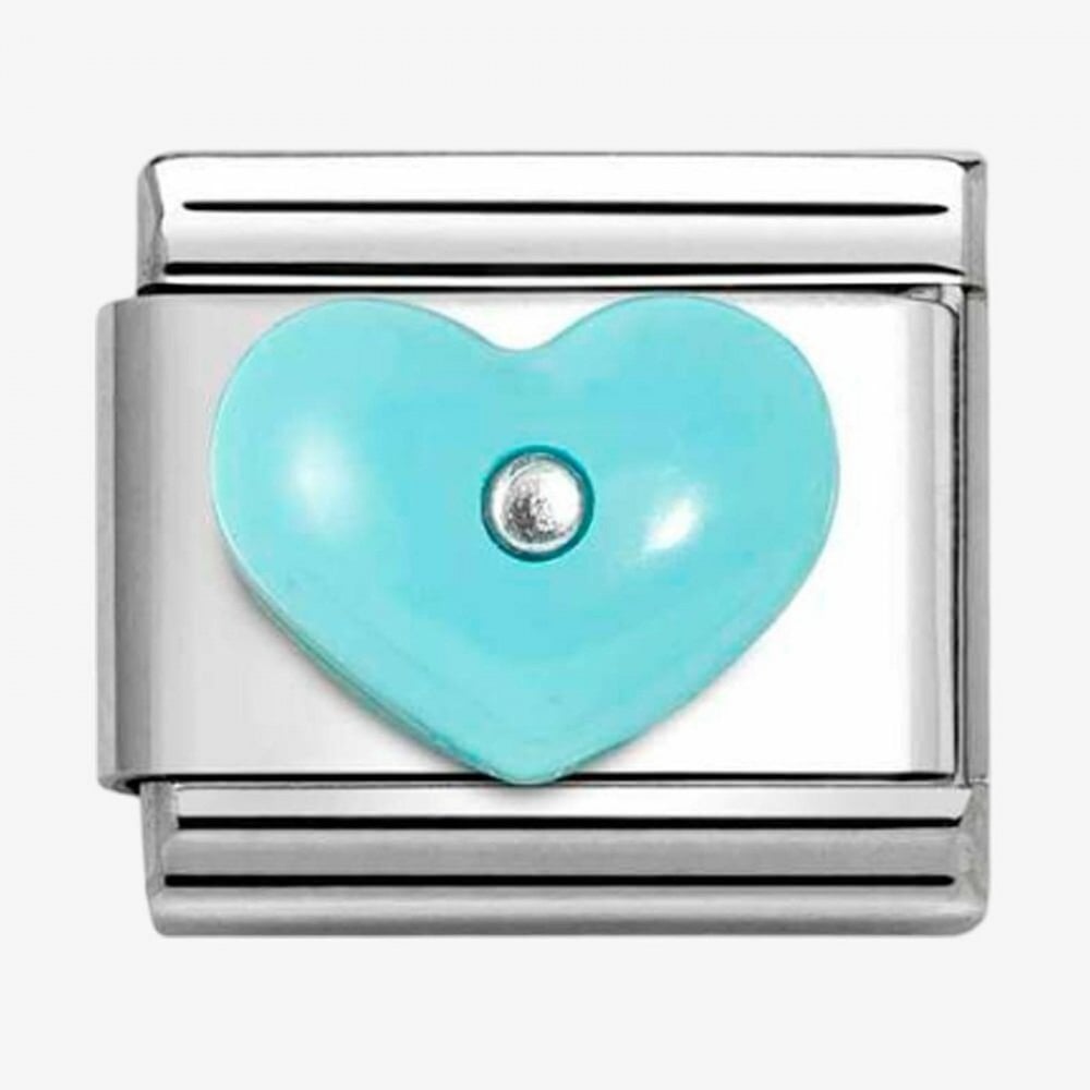 Composable Classic Silvershine Turquoise Resin Heart Charm