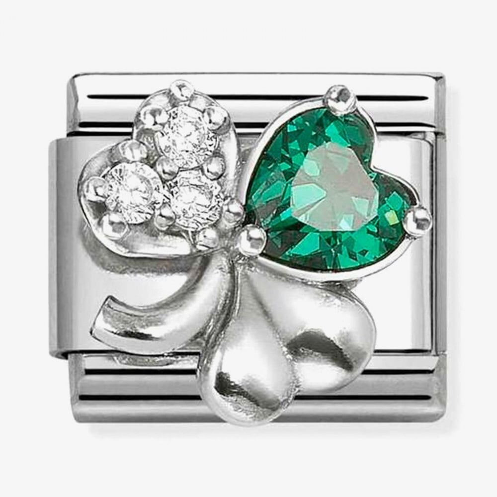 Composable Classic White & Green Clover Charm