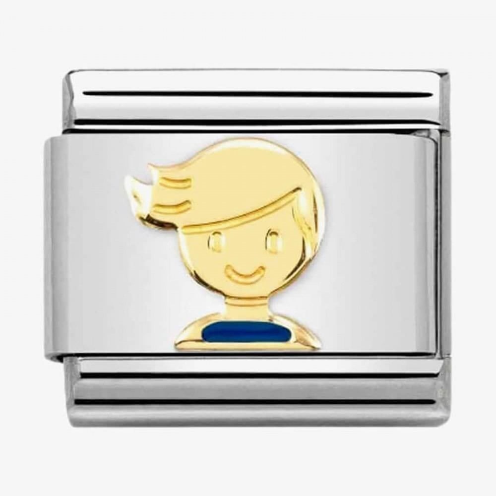 Composable Gold Blue Enamel Boy Charm