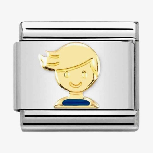 Composable Gold Blue Enamel Boy Charm
