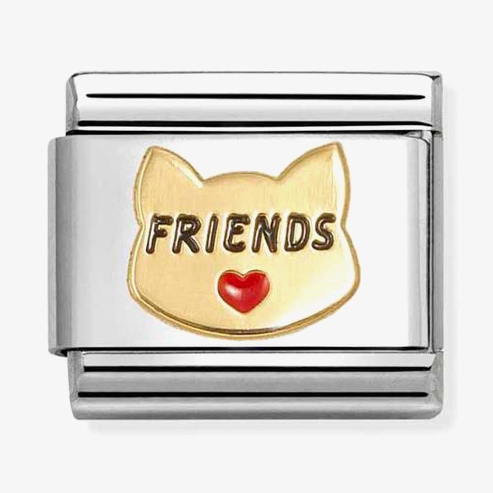Composable Gold Cat with Heart Friends Charm