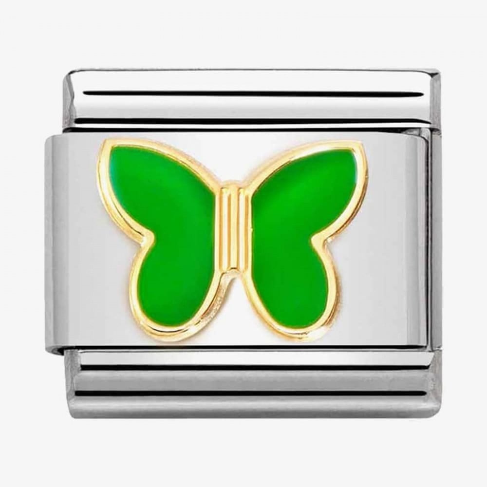 Composable Green Apple Butterfly Charm