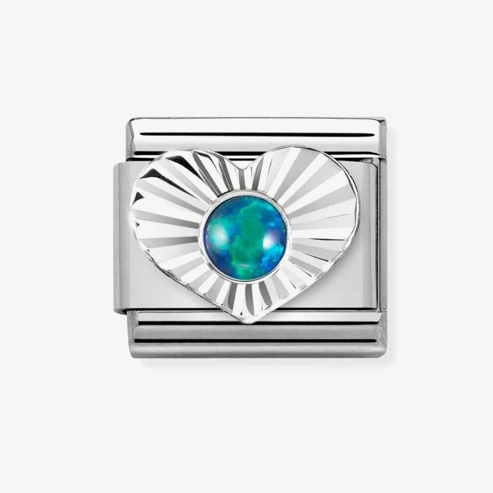 Composable Green Opal Diamond Cut Heart Charm