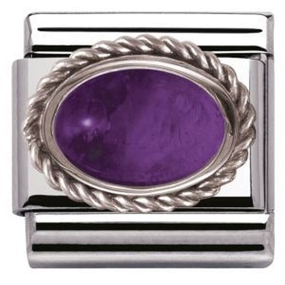 Composable Oval Rope Edge Amethyst Charm