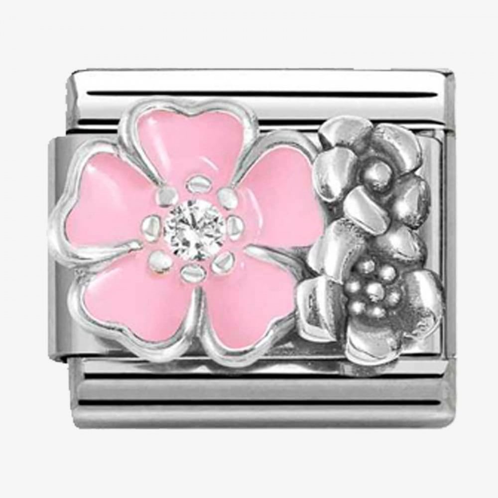 Composable Pink Rose Flower with Flowers Charm
