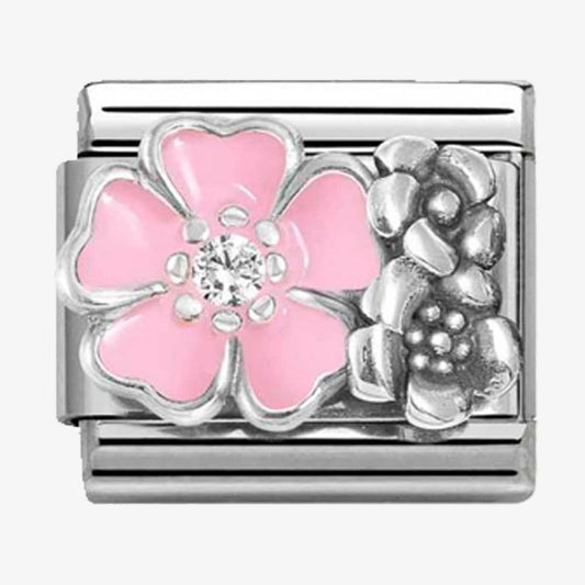 Composable Pink Rose Flower with Flowers Charm