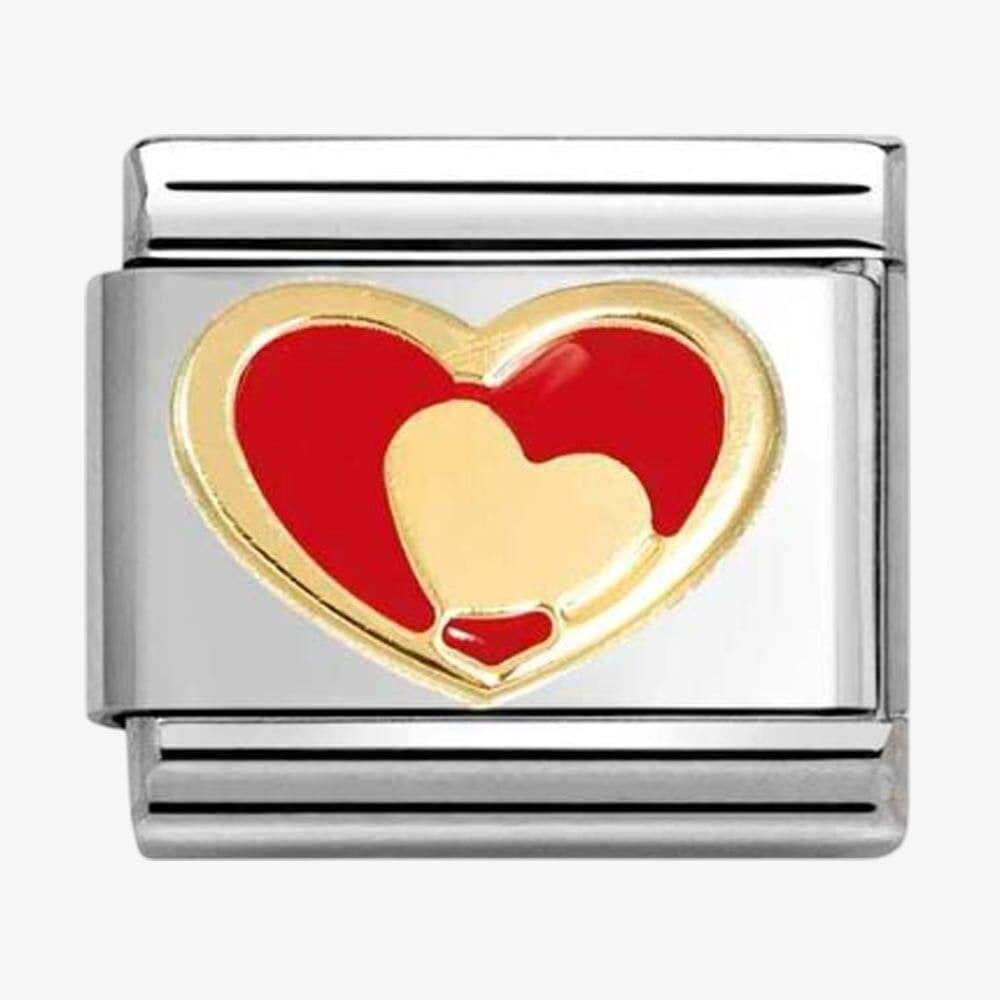 Composable Red Enamel and Gold Heart Charm