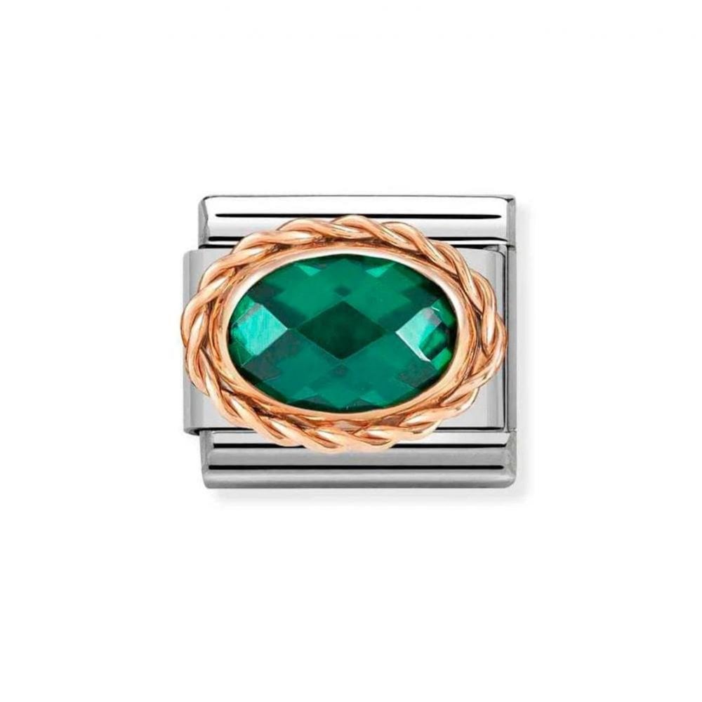 Composable Rose Gold Green Faceted CZ Charm