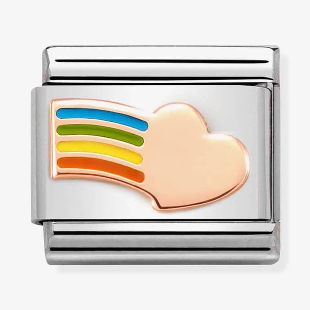 Composable Rose Gold Rainbow and Heart Charm