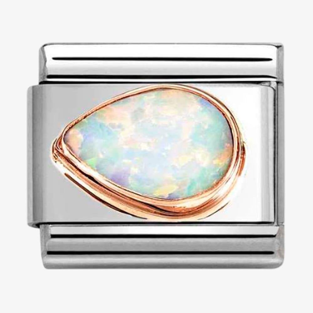 Composable Rose Gold White Opal Peardrop Charm
