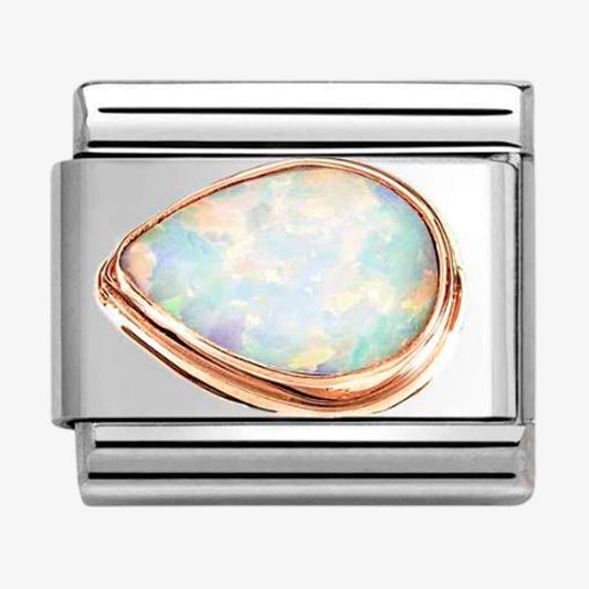 Composable Rose Gold White Opal Peardrop Charm