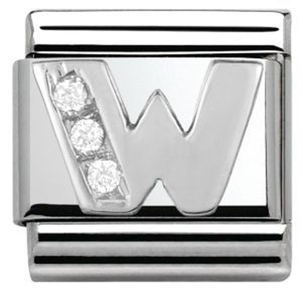 Composable Silver CZ Letter W Charm