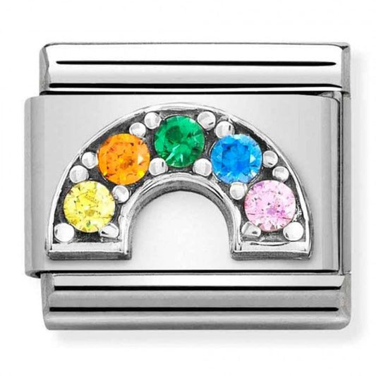 Composable Silver Shine Multi Colour CZ Rainbow Charm