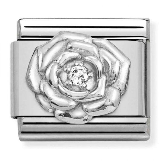 Composable Silver Shine Rose With CZ Charm