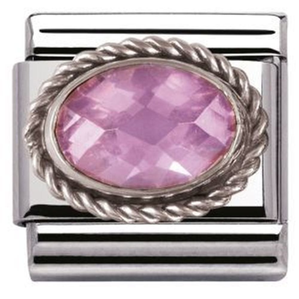 Composable Silvershine Oval Pink Faceted CZ Charm