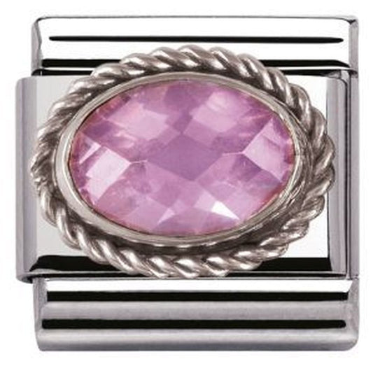 Composable Silvershine Oval Pink Faceted CZ Charm
