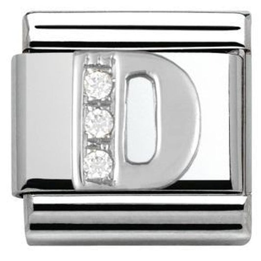 Composable Stainless Steel and Silver CZ Letter D Charm