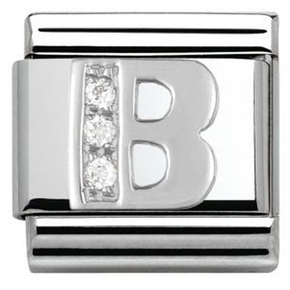 Composable Stainless Steel ans Silver CZ Letter B Charm