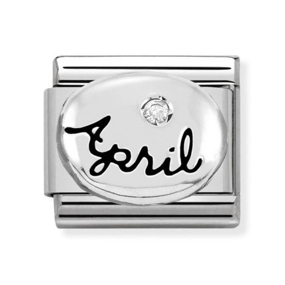 Composable Stainless Steel with Silver Diamond April Birthstone Charm