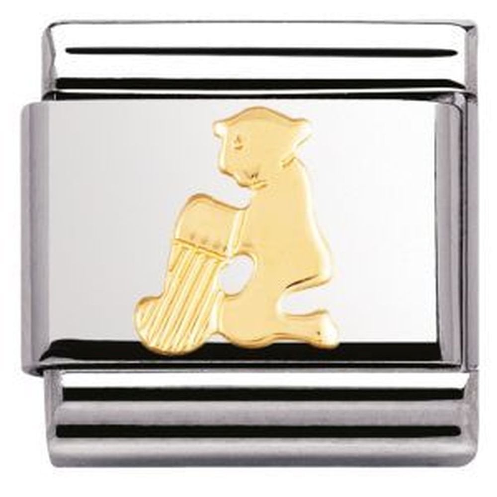 Composable Steel and Gold Aquarius Zodiac Charm