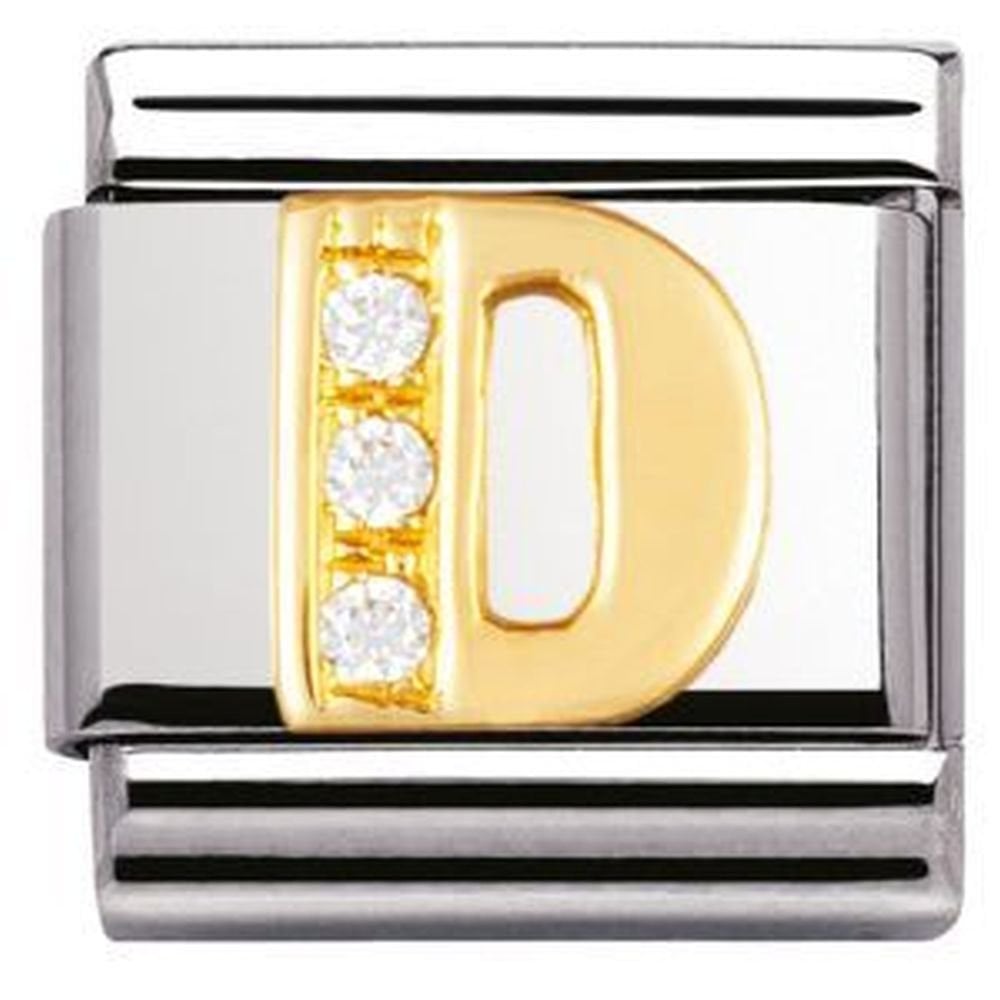 Composable Steel with 18K Gold CZ Letter D Charm
