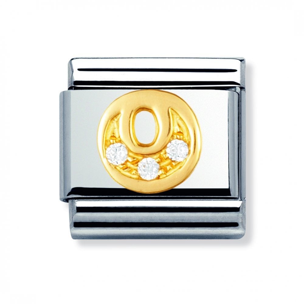 Composable Steel with Gold CZ Letter O Charm
