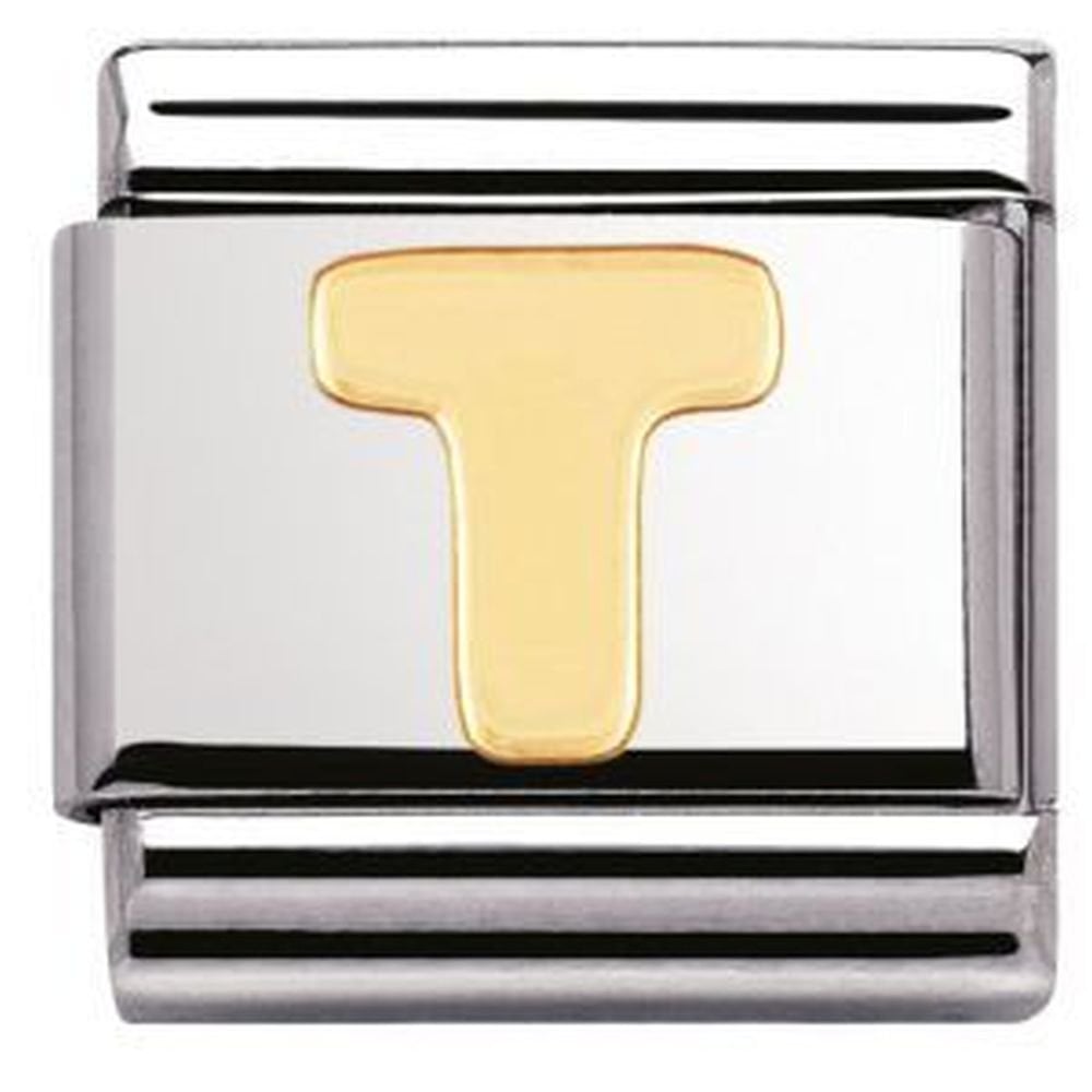 Composable Steel with Gold Letter T Charm