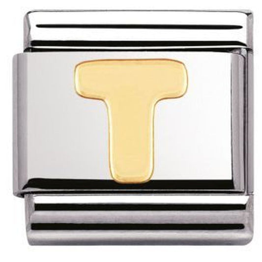 Composable Steel with Gold Letter T Charm