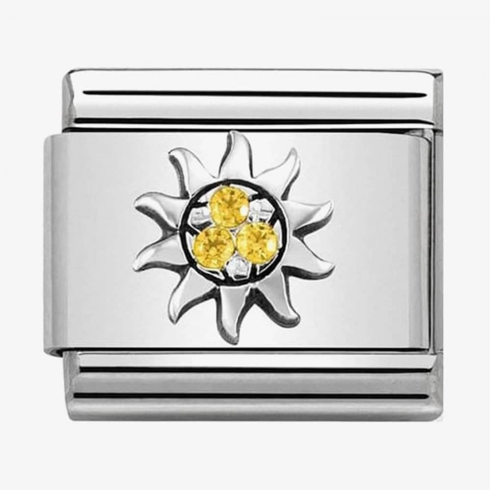Composable Sun with yellow cz Charm