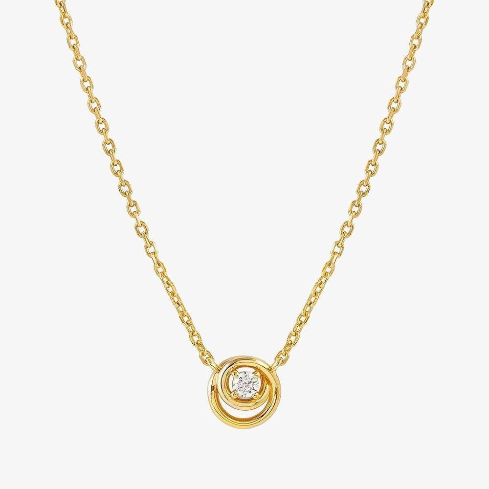 Cosmic Love Gold Plated Cubic Zirconia Circle Pendant Necklace